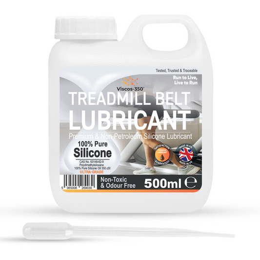 Viscos-350 Premium Treadmill Lubricant Pure Silicone Oil 15cm Long Applicator Inc - Made in UK - 500ml - Viscos-350
