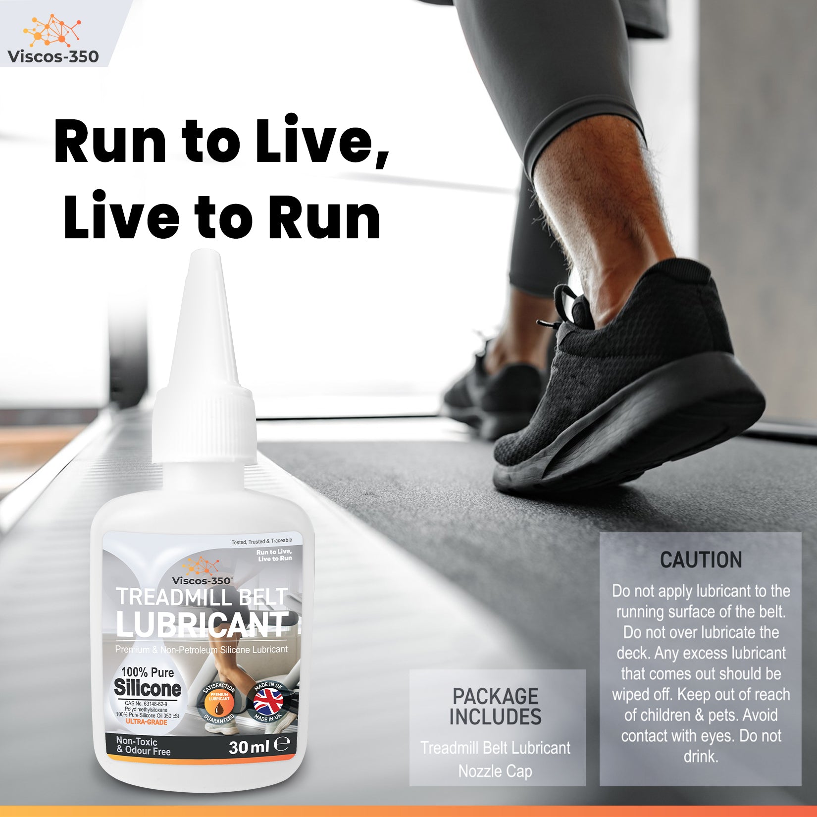 Viscos-350 Premium Treadmill Lubricant | Pure Silicone Oil | Made in the UK  - 30ml