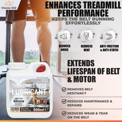 Viscos-350 Premium Treadmill Lubricant Pure Silicone Oil 15cm Long Applicator Inc - Made in UK - 500ml - Viscos-350