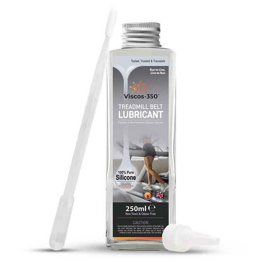 Viscos-350 Premium Treadmill Lubricant Pure Silicone Oil 30cm Long Applicator Inc - Made in UK - 250ml - Viscos-350