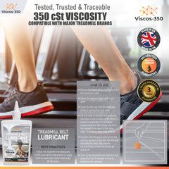 Viscos-350 Premium Treadmill Lubricant Pure Silicone Oil 15cm Long Applicator Inc - Made in UK - 200ml - Viscos-350